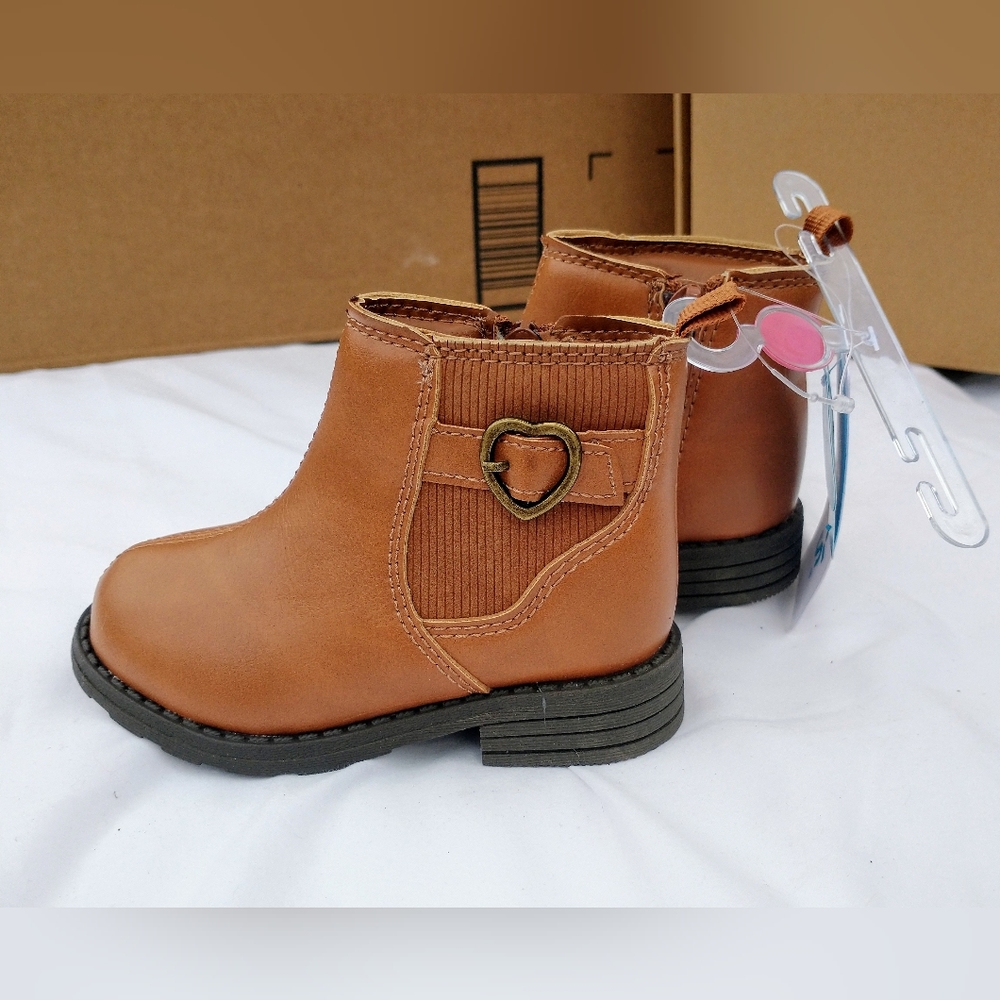 Carter's Lena Heart Buckle Boots, Tan, Girls, size 5
